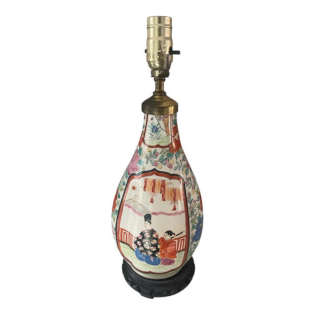 Antique Famille Rose Porcelain Lamp For Sale