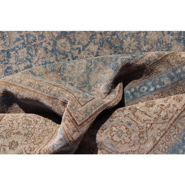 Antique Indian Agra Rug With Intricate Allover Floral Design in Blue 6'9 X 14'0 For Sale - Image 11 of 12