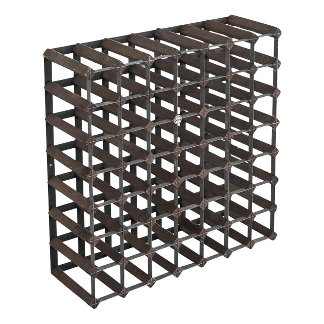 49 Bottle Wine Rack in Metal and Wood from Farrow & Jackson, 1930s For Sale