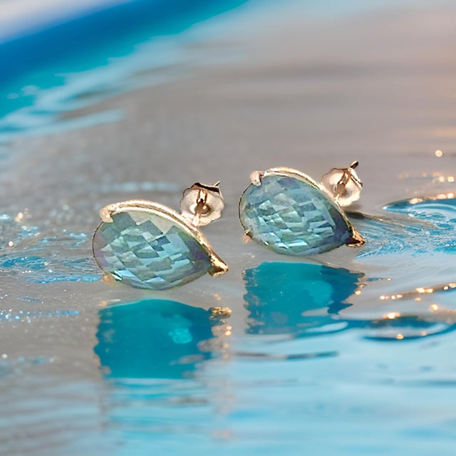 Natural Topaz Stud Earrings 14k W Gold 12.50 Cts Certified For Sale - Image 10 of 10