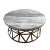Beautiful solid gray marble round vintage coffee table with interesting X hourglass iron base. Great for indoors or...