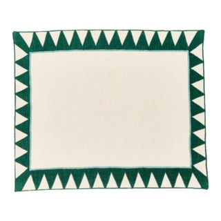 Misette Monaco Chevron Embroidered Linen Placemats - Set of 4, Green For Sale