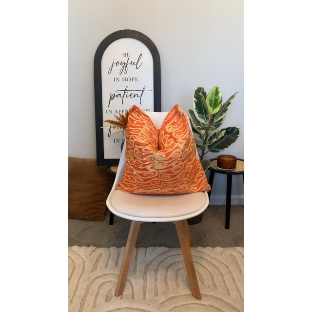 Textile Orange Handmade Adire (Tie-Dye) Decorative Throw Pillow Cover For Sale - Image 7 of 7