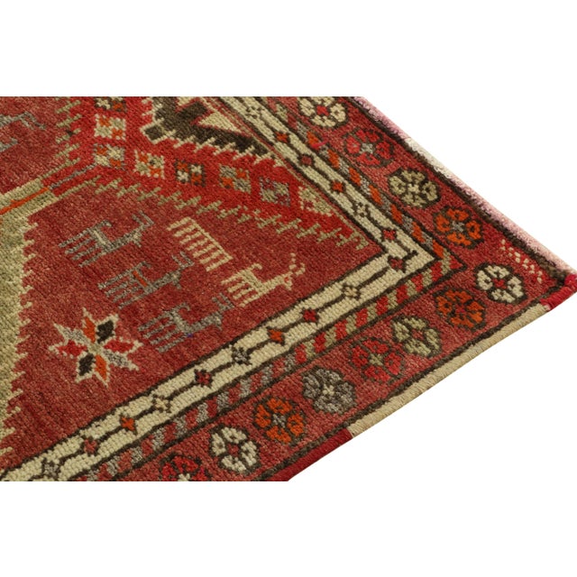 1950s 1950s Vintage Tribal Runner in Red, Orange Geometric Patterns & Motifs For Sale - Image 5 of 7