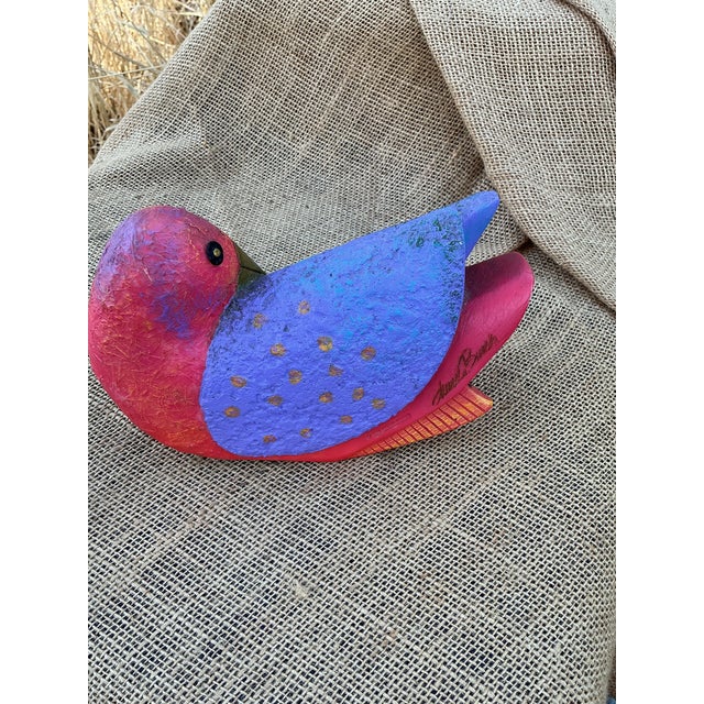 1990s Laurel Burch Bird Figure Signed Colorful Folkart Dove 1999 For Sale - Image 5 of 6