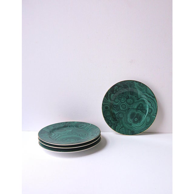 Green Malachite Porcelain Plates, Set of 4 For Sale - Image 8 of 12
