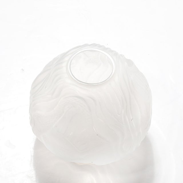 Art Deco Art Deco Molded & Frosted Glass Vase With Aquatic Motif by André Hunebelle For Sale - Image 3 of 18