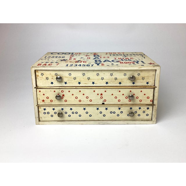 Vintage Mid-Century Folk Art Decorated Wooden Box With 3 Draws. This is such a fun box 3 drawers, great for storage...