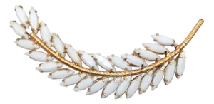 Vintage 1960s Signed Napier White Marquise Rhinestone Leaf Brooch