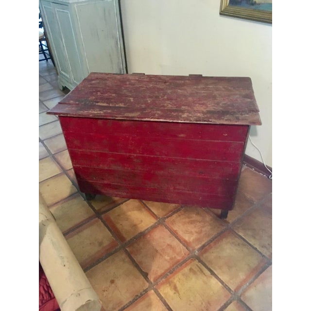 1910s Rustic Red Paint Divided Storage Trunk Chairish