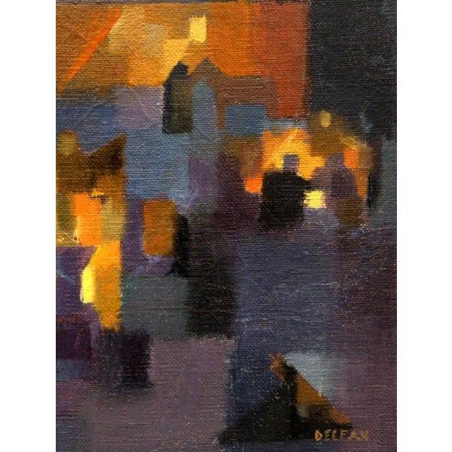 A Dramatic Mid-Century City Nocturne by Notable Artist Andre Delfau For Sale - Image 4 of 4