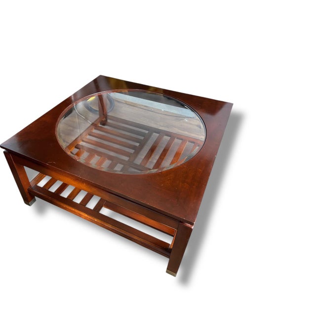 Vintage Cherry Coffee Table with Glass Insert, 2000s For Sale - Image 6 of 7