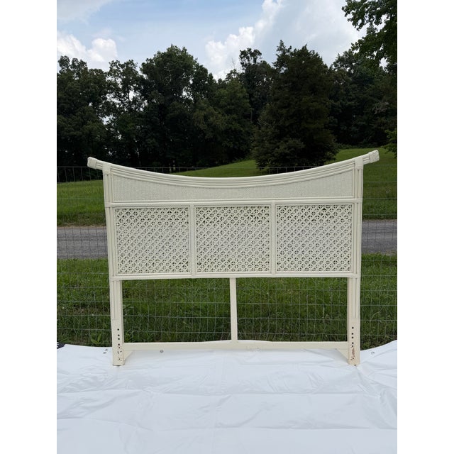 Vintage Queen Bamboo Headboard For Sale - Image 6 of 8