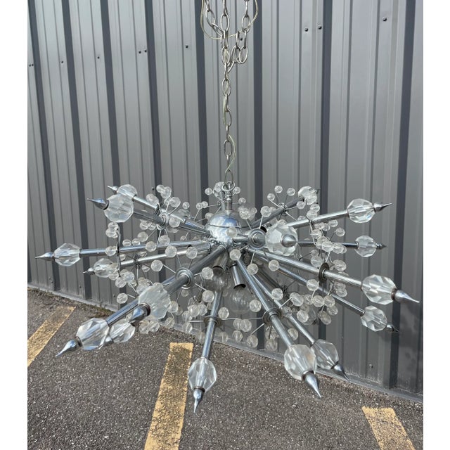 Mid 20th Century Mid Century Austrian Crystal Sputnik Chandelier For Sale - Image 5 of 11