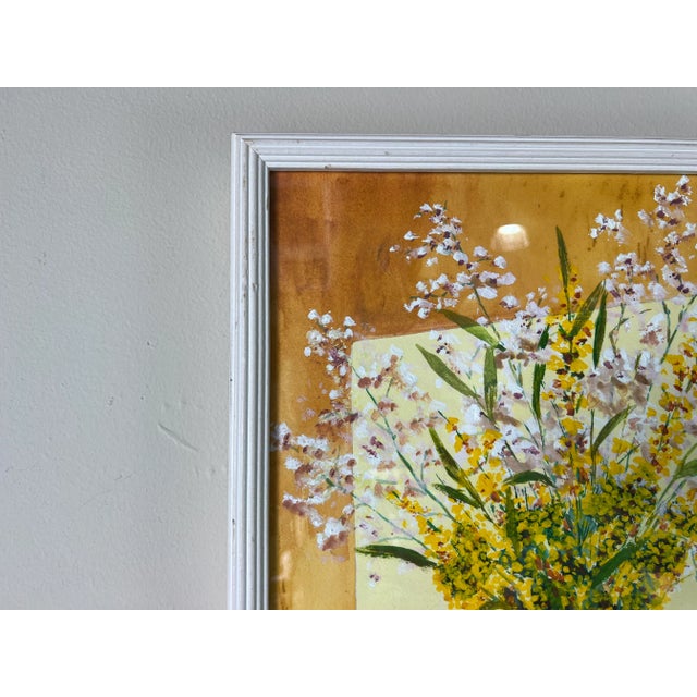 Glass 90's Vintage Still Life Oil - Watercolor Painting, Signed For Sale - Image 7 of 12