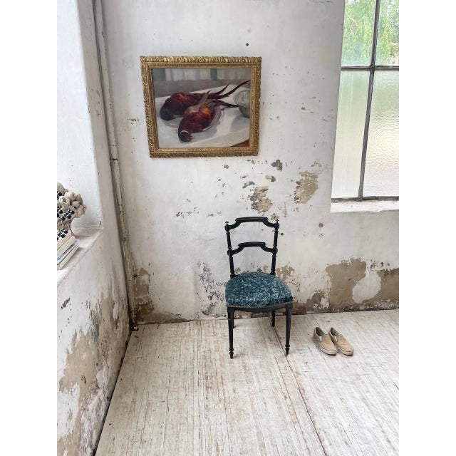 Blue Napoleon III Chair in Blue Velvet, 1890s For Sale - Image 8 of 18