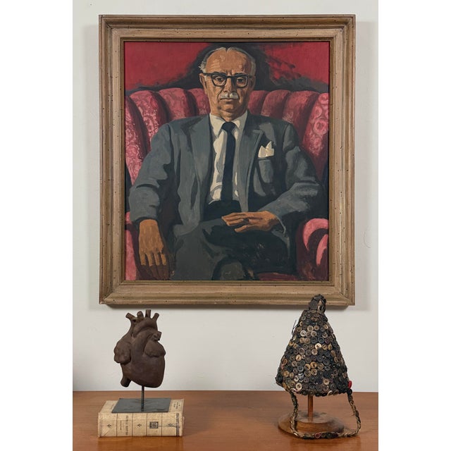 Portrait of a Seated Man with Glasses Jack Gerber (American, b. 1921) c. 1950 Oil on board 34 x 30 in. (framed) This...