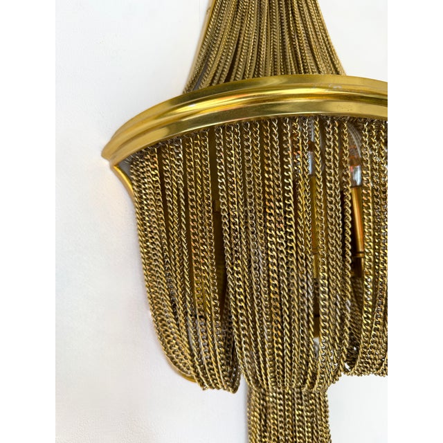 Large Pair of Brass Bracelet Chain Sconces For Sale - Image 9 of 14
