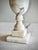 Vintage Italian Neoclassical Style Carved Alabaster Table Lamp With Pleated Lamp Shade For Sale - Image 10 of 11