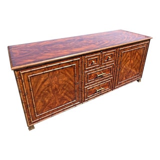 Faux Bamboo Theodore Alexander Credenza Cabinet For Sale
