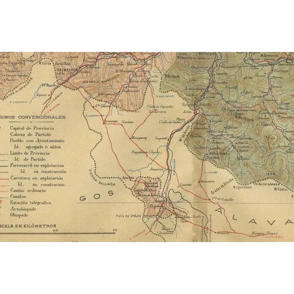 Map of the Vizcaya Province in Spain, 1901 For Sale - Image 3 of 6