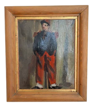 Albert Chavaz, Officer in Costume, Oil on Cardboard, Framed