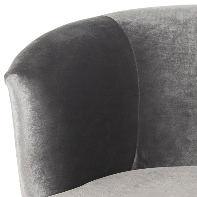 Velvet Retro Mid Century Accent Chair in Grey For Sale - Image 9 of 10