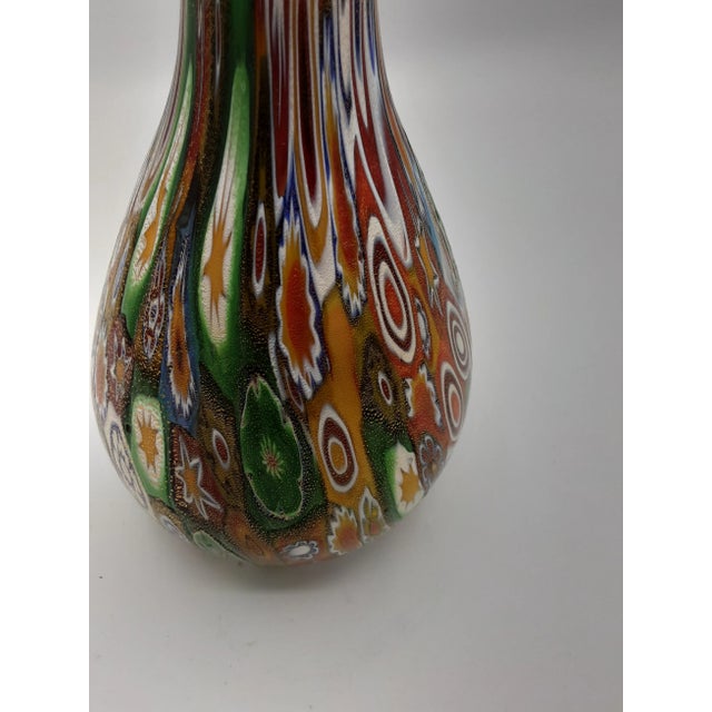 Glass Vintage Murano Style Millefiori Glass Bud Vase For Sale - Image 7 of 9