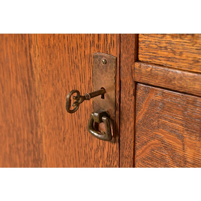 L. & J. G. Stickley Antique Mission Oak Arts & Crafts Sideboard or Bar Cabinet, Circa 1910 For Sale - Image 9 of 16