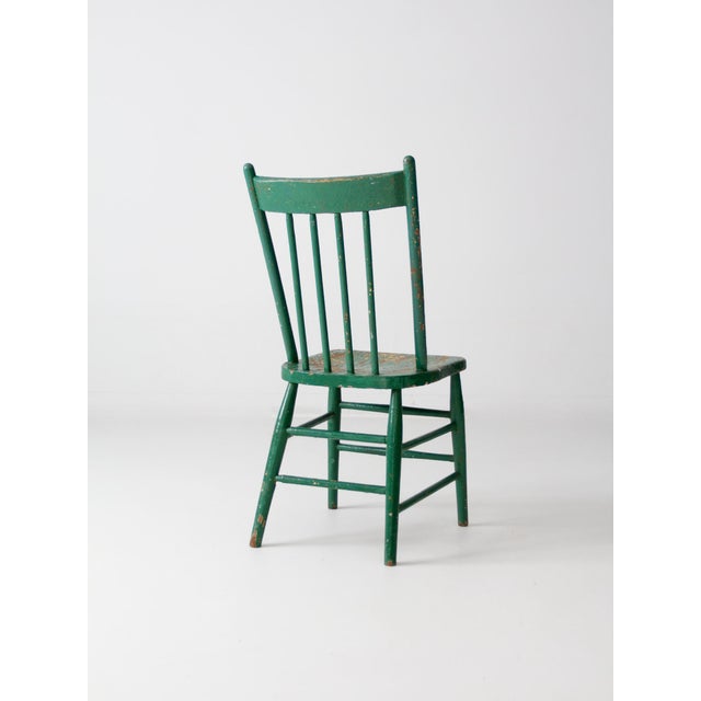 Antique Green Wood Spindle Back Chair Chairish