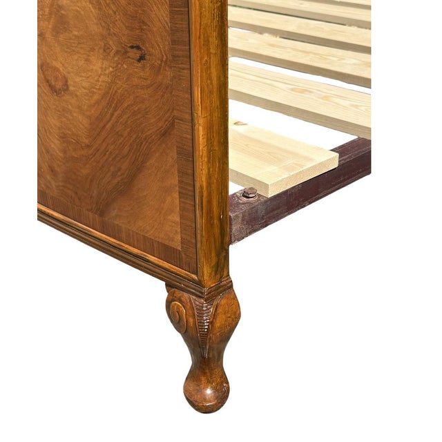 Wood Art Deco Figured Walnut Double Bed, 1930s For Sale - Image 7 of 9