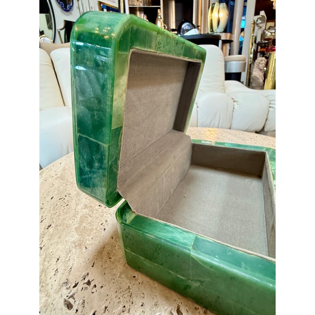 Wood Vintage Green Malachite-Style Tessellated Stone Box For Sale - Image 7 of 7