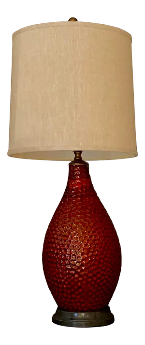 French Vintage Artisan Textured Red Ceramic Glazed Table Lamp, Two Available