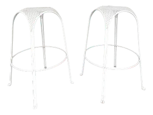 1950s Maurizio Tempestini Perforated Metal Counter Stools - a Pair
