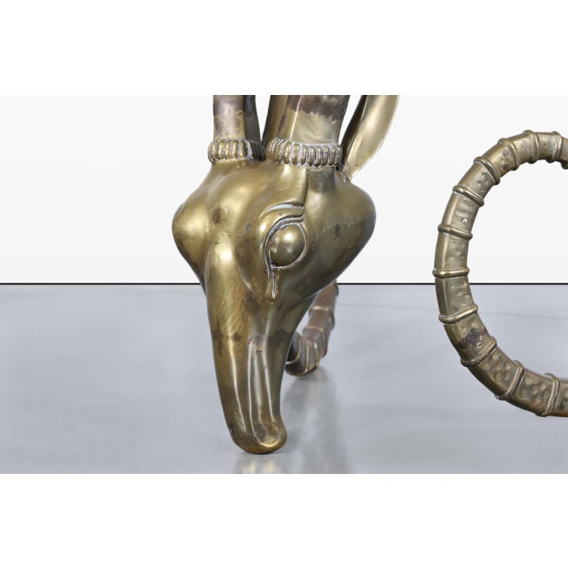 Brass Mid-Century Brass Ibex Rams Head Dining Table Bases After Alain Chervet For Sale - Image 8 of 14