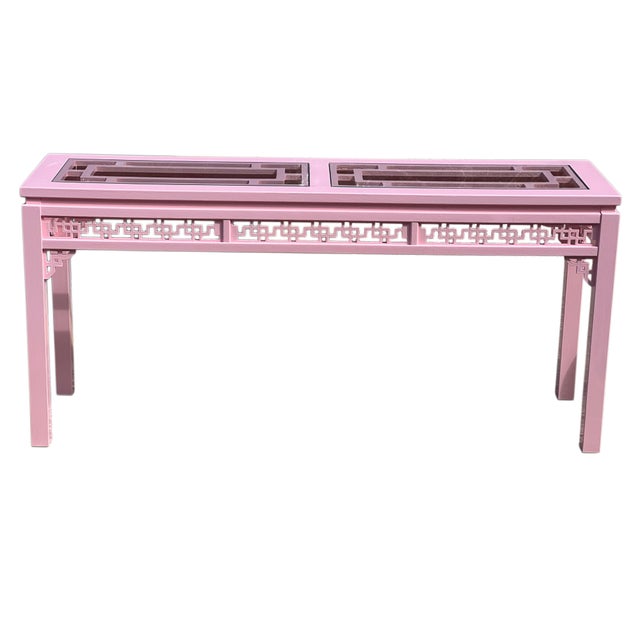 Gordons Inc. 1980’s Chinese Chippendale Fretwork Sofa/Console Table For Sale - Image 4 of 17