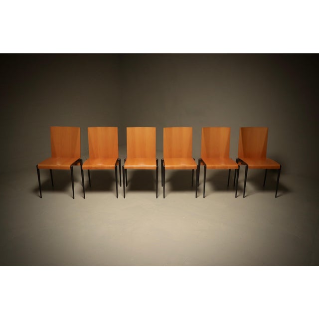 Elegant set of 6 Postmodern dining chairs manufactured by Cidue in Italy during the 1990s. The chairs stand out for their...