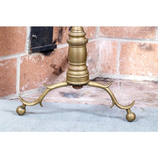 Pair of 19th Century Brass Finial Top Andirons For Sale In New York - Image 6 of 7