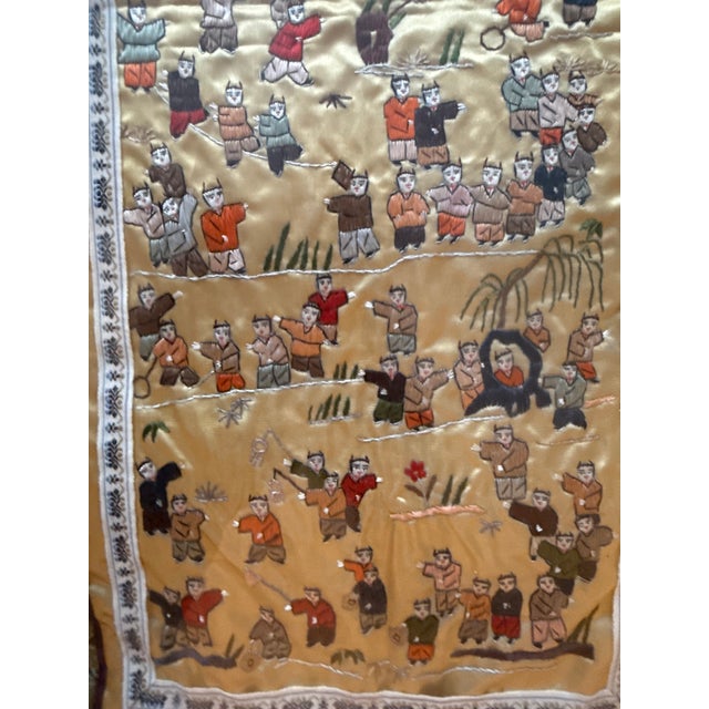 Antique Framed Chinese Embroidered Silk Tapestry of 100 Children at Play For Sale - Image 9 of 10