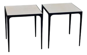 Esquisse' Parchment and Wrought Iron Side Tables by Design Frères - a Pair