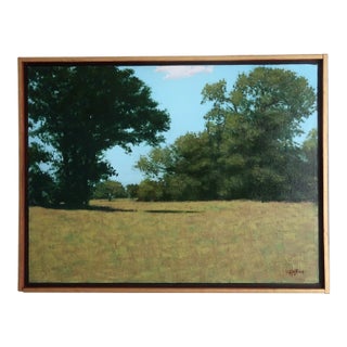 Late 20th Century Original Impressionist Oil Painting by William Rabon of Oklahoma Pastoral Landscape Scene Framed Mid-Century For Sale
