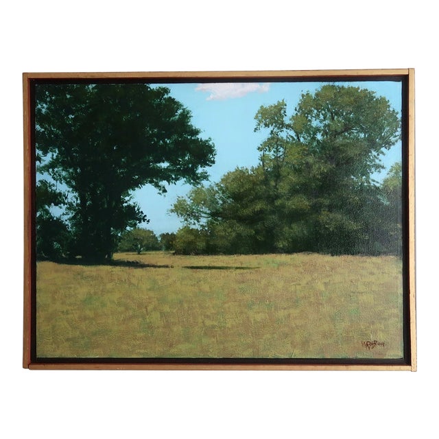 Late 20th Century Original Impressionist Oil Painting by William Rabon of Oklahoma Pastoral Landscape Scene Framed Mid-Century For Sale
