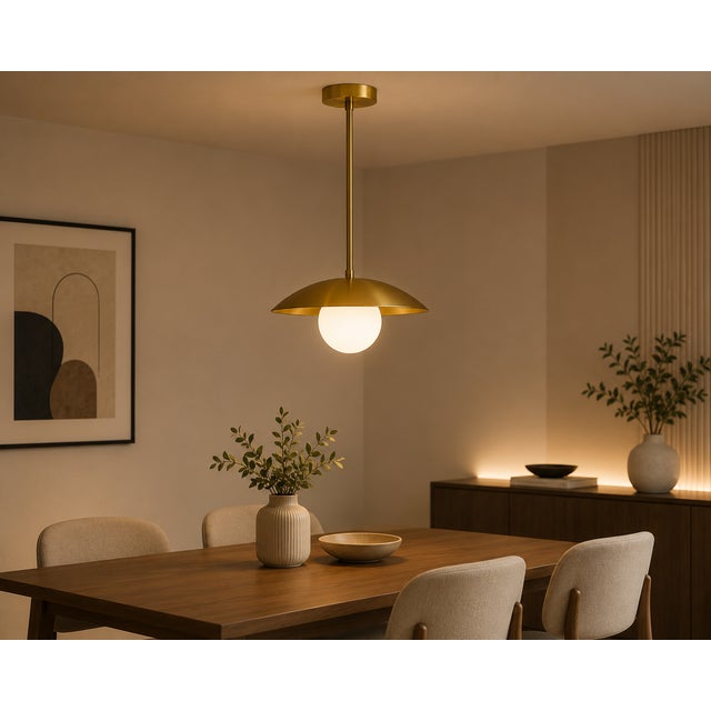 Solid Brass Globe Pendant Light, Contemporary Solid Brass Pendant For Sale - Image 4 of 8
