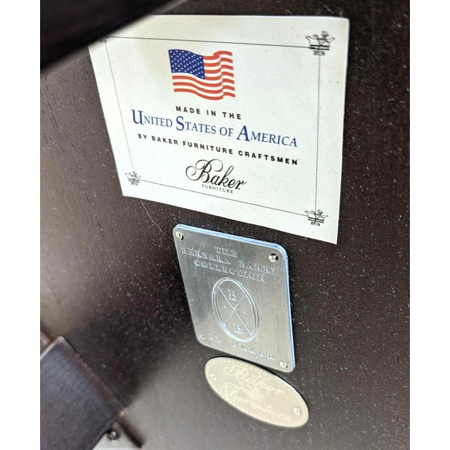 1990s Barbara Barry Baker Furn. Art Deco Inspired Round Mahogany Center / Side Table For Sale - Image 5 of 6