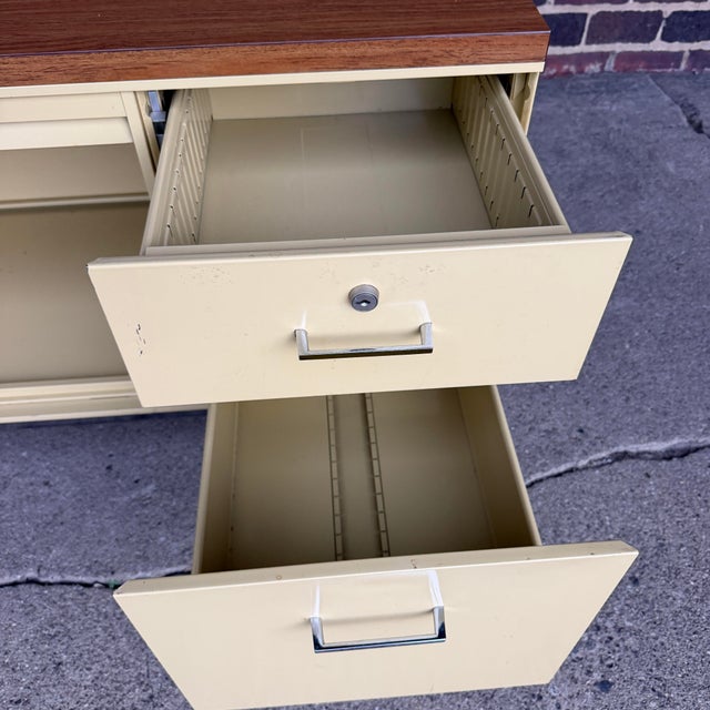 Steelcase Mid Century Modern 4 Drawer Tanker Credenza With a Center Tambour Door For Sale In Cleveland - Image 6 of 12