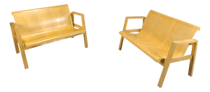 Mid-Century Plywood Benches by Alvar Aalto, 1960, Set of 2