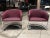 Fine pair of chrome cantilever “club tub” chairs in original mauve fabric from Thonet, design by Anton Lorenz, circa 1980s.