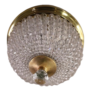 French Crystal Beaded Flush Mount Ceiling Light Fixture