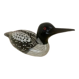 Vintage Folk Art Statue Loon L. L. Bean Carved Wood Vintage Stunningly Exquisite Waterfowl Wooden Decorative Decoy Folk Art Statue Mint Condition For Sale