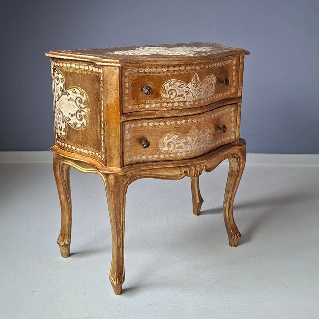 Wood Italian Florentine Golden Chest of Drawers, 1960s For Sale - Image 7 of 7